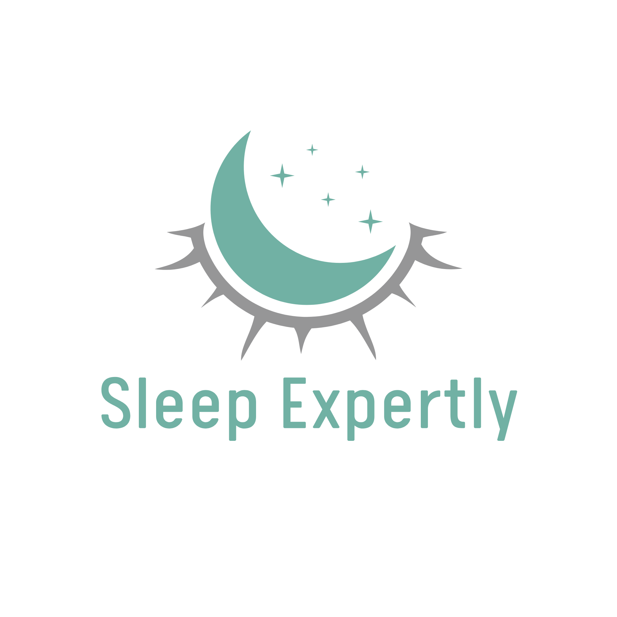 SleepExpertly horizontal logo with moon and Z icon on deep navy background